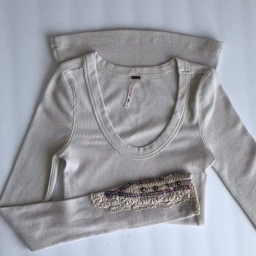 Free People Waffle Long Sleeve Top Size XS